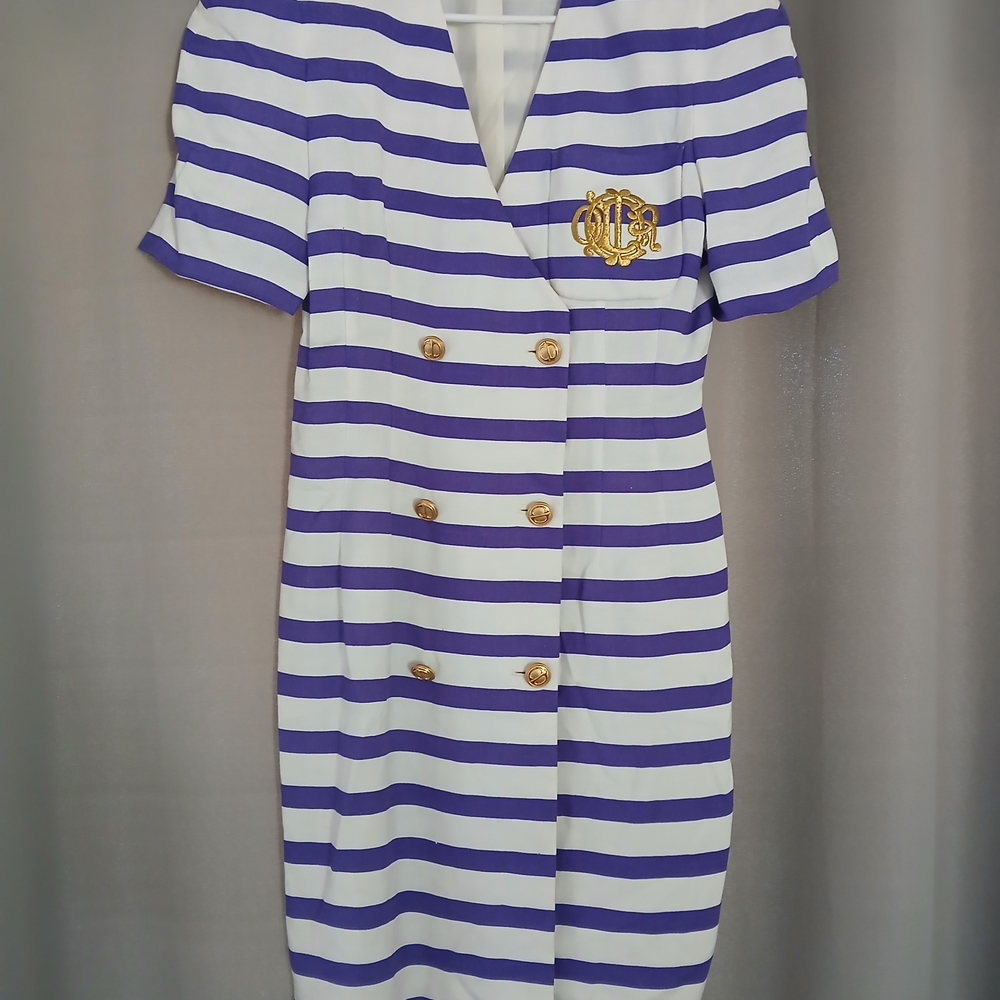 Dior Striped Mini Dress in Purple and White